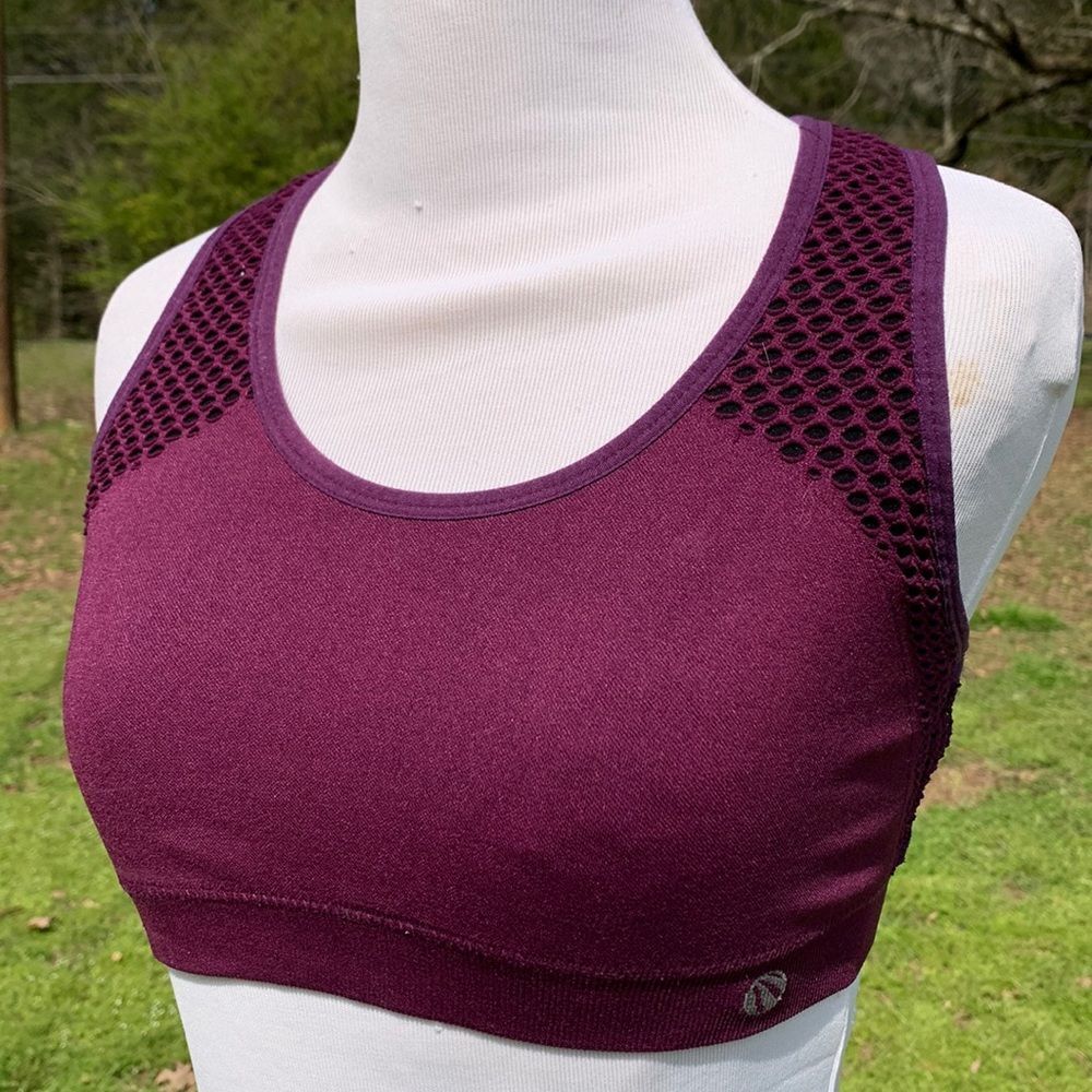 Marika Eggplant Purple Cutout Detail Sports Bra Size 34C/36C Medium